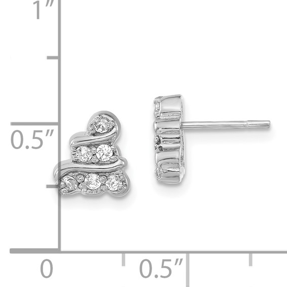 Sterling Silver Rhodium-plated Polished CZ Post Earrings