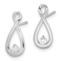 Sterling Silver Rhodium-plated Polished CZ Infinity Post Earrings view 2
