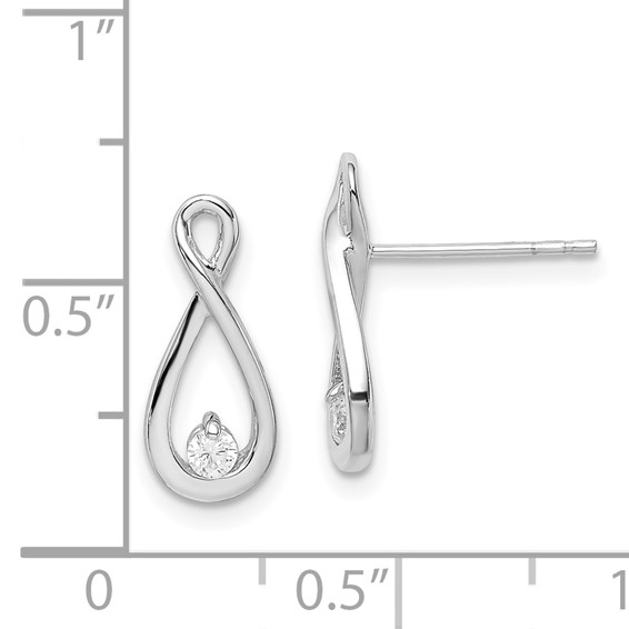 Sterling Silver Rhodium-plated Polished CZ Infinity Post Earrings
