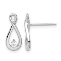 Sterling Silver Rhodium-plated Polished CZ Infinity Post Earrings view 1