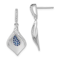 True Fire Sterling Silver Polished & Satin White & Blue CZ Dangle Post Earr view 1