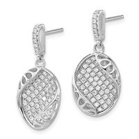 Pure Fire Sterling Silver CZ Oval Post Dangle Earrings view 2