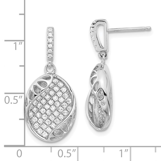Pure Fire Sterling Silver CZ Oval Post Dangle Earrings