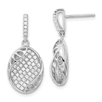 Pure Fire Sterling Silver CZ Oval Post Dangle Earrings view 1