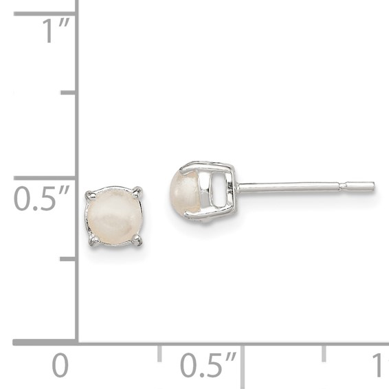 Sterling Silver Polished Imitation Pearl Post Earrings