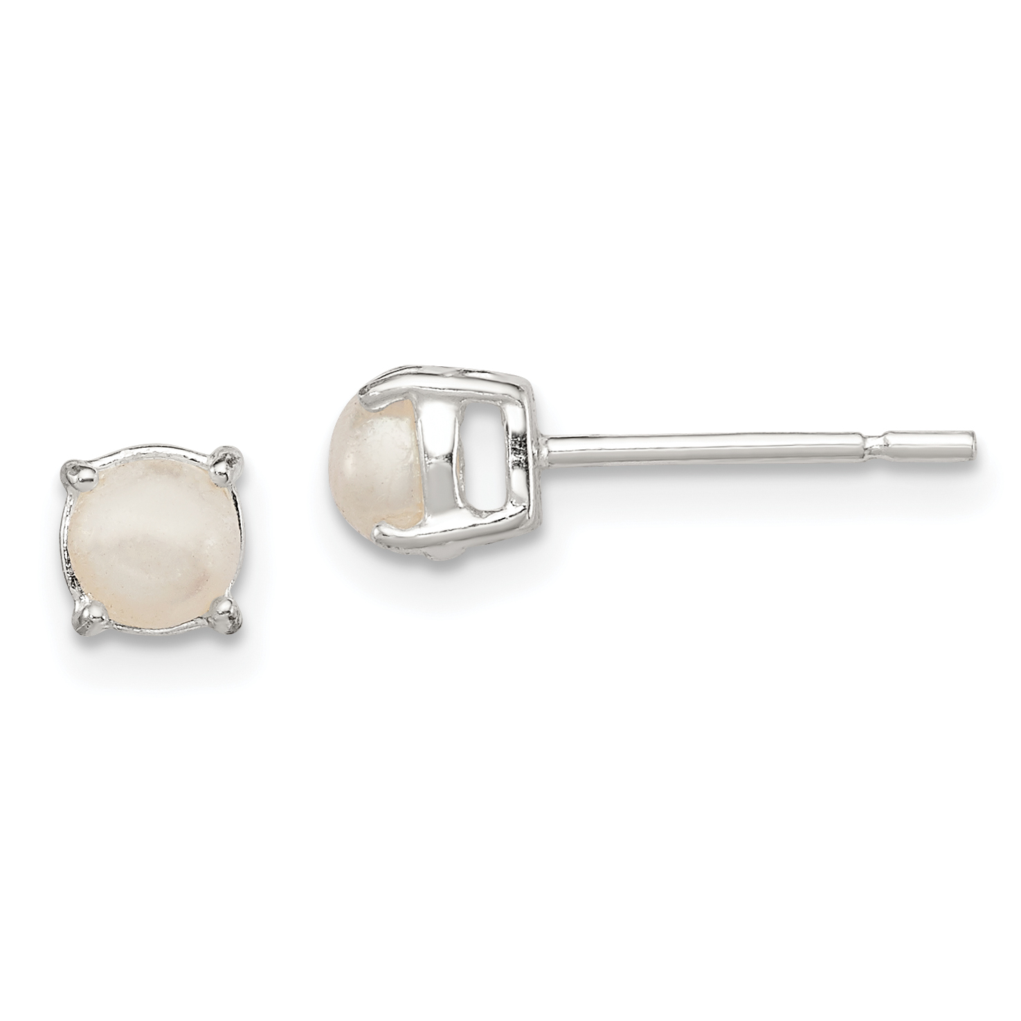 Sterling Silver Polished Imitation Pearl Post Earrings (QE12334)