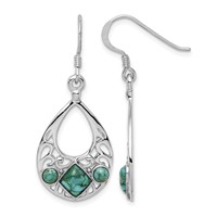 Sterling Silver Rhodium-plated Recon. Turquoise Dangle Earrings view 1