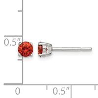 Sterling Silver Polished 4mm Round Red Glass Stud Earrings view 4
