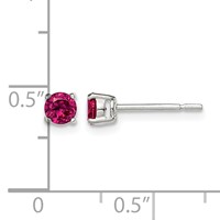 Sterling Silver Polished 4mm Round Dark Red Glass Stud Earrings view 4