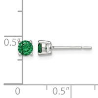 Sterling Silver Polished 4mm Round Green Glass Stud Earrings view 4