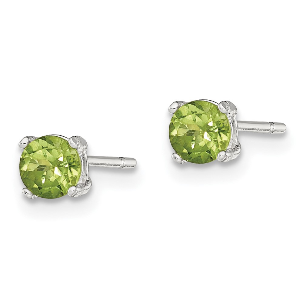 Sterling Silver Polished 4mm Round Light Green CZ Stud Earrings (QE12369)
