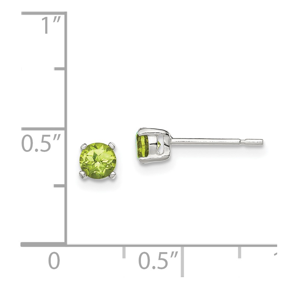 Sterling Silver Polished 4mm Round Light Green CZ Stud Earrings (QE12369)