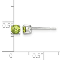 Sterling Silver Polished 4mm Round Light Green CZ Stud Earrings view 4