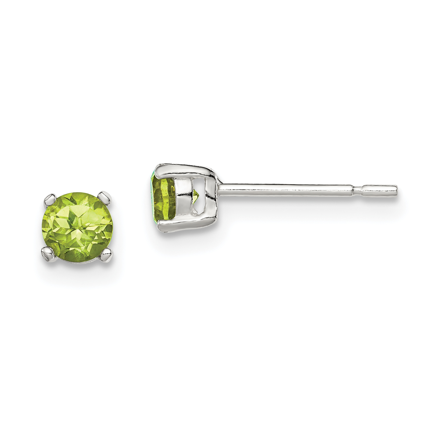 Sterling Silver Polished 4mm Round Light Green CZ Stud Earrings (QE12369)