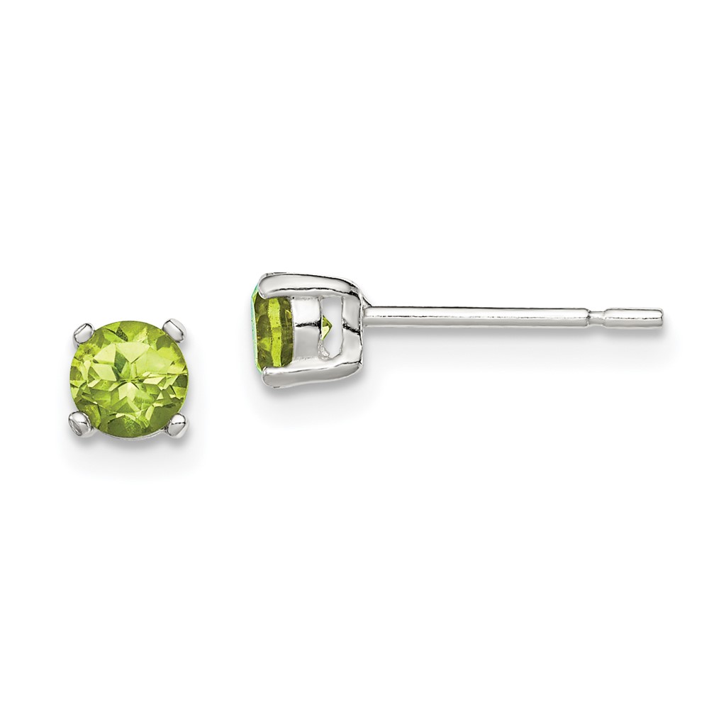 Sterling Silver Polished 4mm Round Light Green CZ Stud Earrings (QE12369)