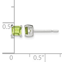 Sterling Silver Polished 4mm Square Light Green CZ Stud Earrings view 4