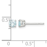 Sterling Silver Polished 4mm Round Light Blue CZ Stud Earrings view 5