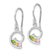 Sterling Silver Polished Green,Yellow & Pink CZ Swirl Dangle Earrings view 2