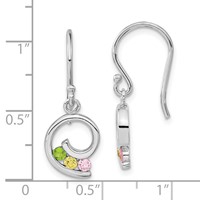 Sterling Silver Polished Green,Yellow & Pink CZ Swirl Dangle Earrings view 3