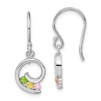 Sterling Silver Polished Green,Yellow & Pink CZ Swirl Dangle Earrings view 1