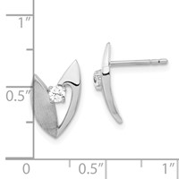 Sterling Silver Polished and Brushed CZ Earrings view 3