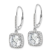Sterling Silver Rhodium-plated Polished CZ Dangle Earrings view 2