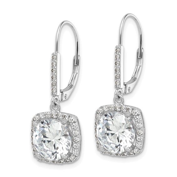 Sterling Silver Rhodium-plated Polished CZ Dangle Earrings