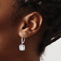 Sterling Silver Rhodium-plated Polished CZ Dangle Earrings view 3