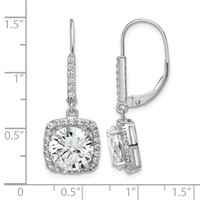 Sterling Silver Rhodium-plated Polished CZ Dangle Earrings view 4