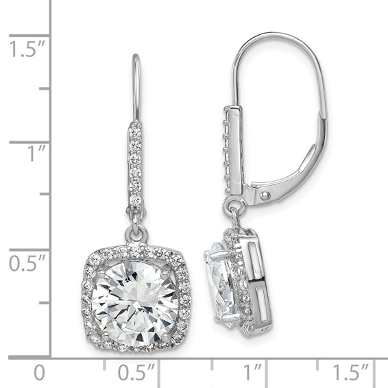 Sterling Silver Rhodium-plated Polished CZ Dangle Earrings