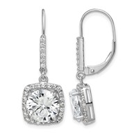 Sterling Silver Rhodium-plated Polished CZ Dangle Earrings view 1