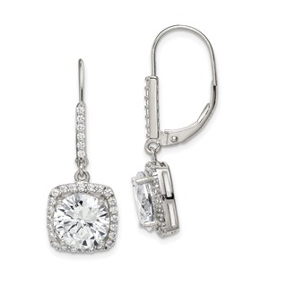 Sterling Silver Rhodium-plated Polished CZ Dangle Earrings