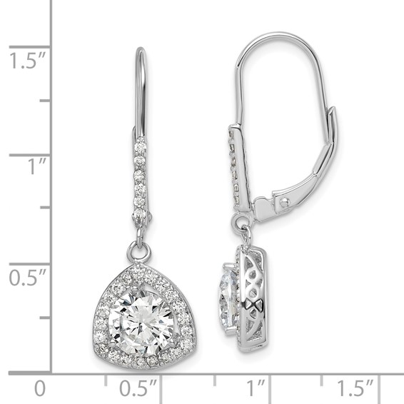 Sterling Silver Rhodium-plated Polished CZ Leverback Earrings