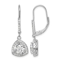 Sterling Silver Rhodium-plated Polished CZ Leverback Earrings view 1