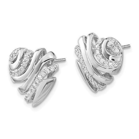 Sterling Silver Polished CZ Heart Post Earrings