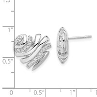 Sterling Silver Polished CZ Heart Post Earrings view 3