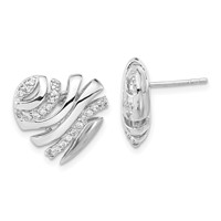 Sterling Silver Polished CZ Heart Post Earrings view 1
