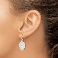 Sterling Silver Leaf Textured Dangle Earrings view 3