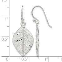 Sterling Silver Leaf Textured Dangle Earrings view 4
