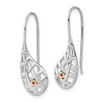 Sterling Silver Gold-plated Polished & Satin Amethyst Criss Cross Teardrop Dangle Earrings view 2
