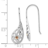 Sterling Silver Gold-plated Polished & Satin Amethyst Criss Cross Teardrop Dangle Earrings view 3