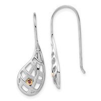 Sterling Silver Gold-plated Polished & Satin Amethyst Criss Cross Teardrop Dangle Earrings view 1