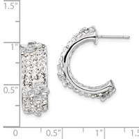 Sterling Silver Polished CZ & Crystal Floral Post C-Hoop Earrings view 3