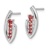 Sterling Silver Polished Red CZ Post Earrings view 2