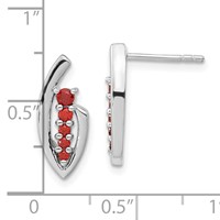Sterling Silver Polished Red CZ Post Earrings view 3