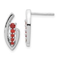 Sterling Silver Polished Red CZ Post Earrings view 1