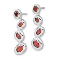 Sterling Silver Polished Red CZ Post Dangle Earrings view 2