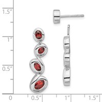 Sterling Silver Polished Red CZ Post Dangle Earrings view 3