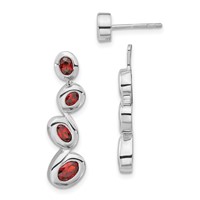 Sterling Silver Polished Red CZ Post Dangle Earrings view 1