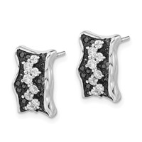 Sterling Silver Black & White CZ Post Earrings view 2